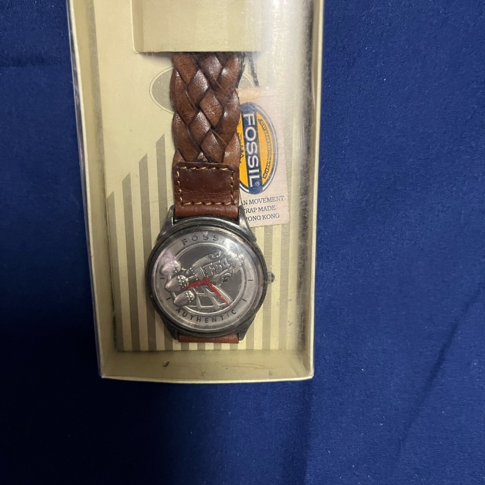 Fossil Brown Leather Watch with Quilted Strap